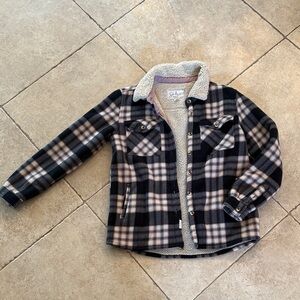Soho Threads Collared Sherpa Lined Plaid Button Up